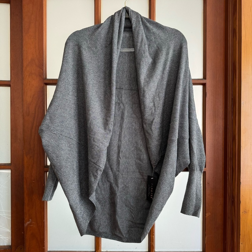 Cardigan bolero sparkly soft gray long sleeve throw on top, stretchy eff…